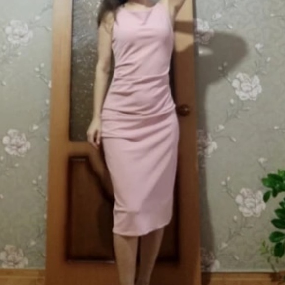 New Pink Bodycon Midi Sleeveless Dress - Picture 9 of 9